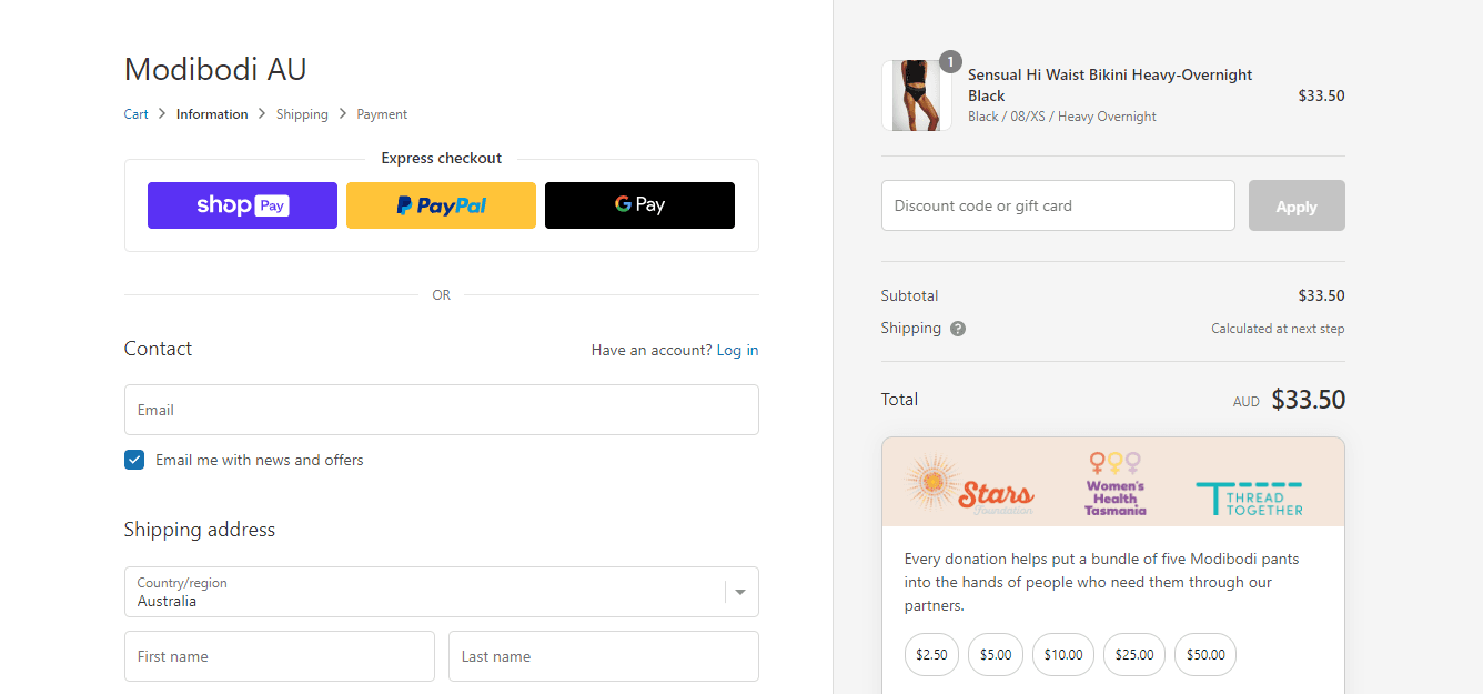 How to apply Modibodi coupon code